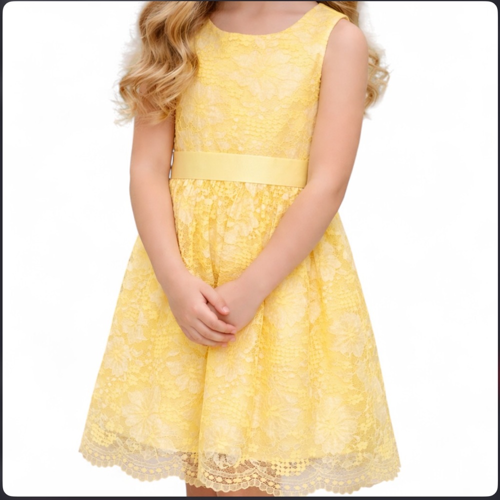 Place Yellow Lace Kids Formal Dress